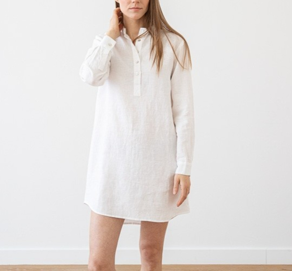 Alma ivory 100% Linen pure boho Night Shirt Size Medium A009435